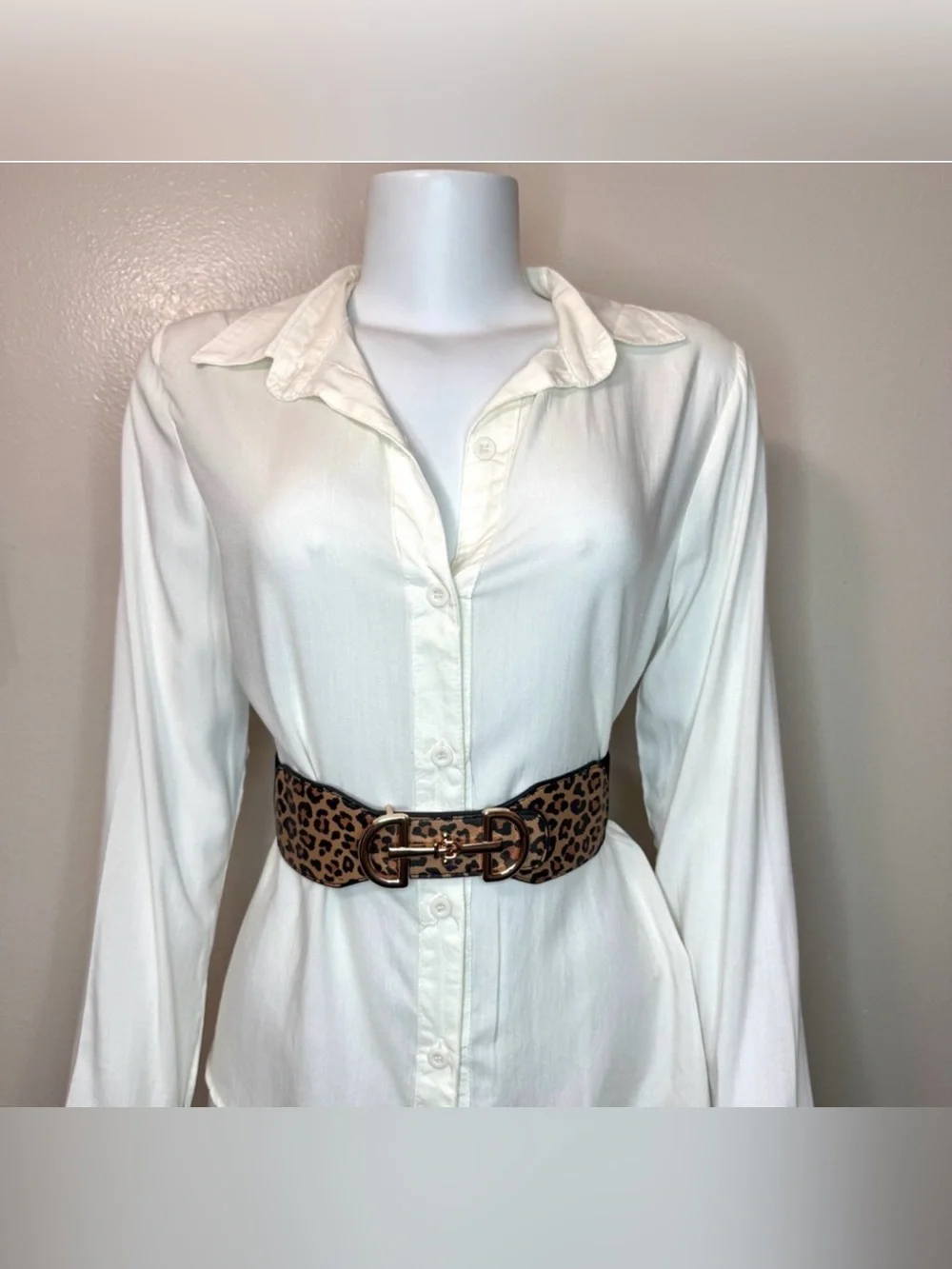 Animal print PU leather elastic waistband belt